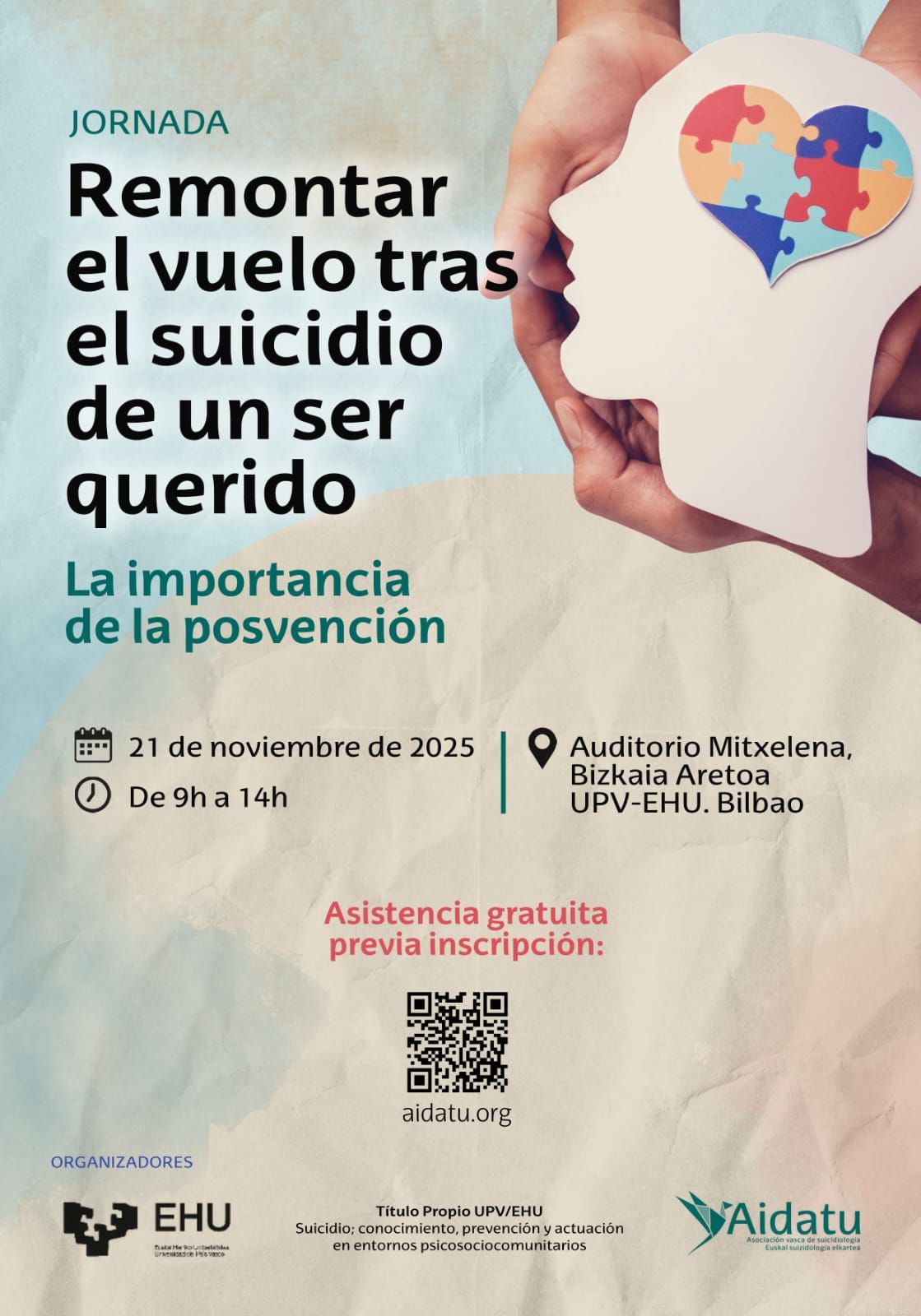 Jornada "Remontar el vuelo tras el suicidio de un ser querido. La importancia de la posvención"